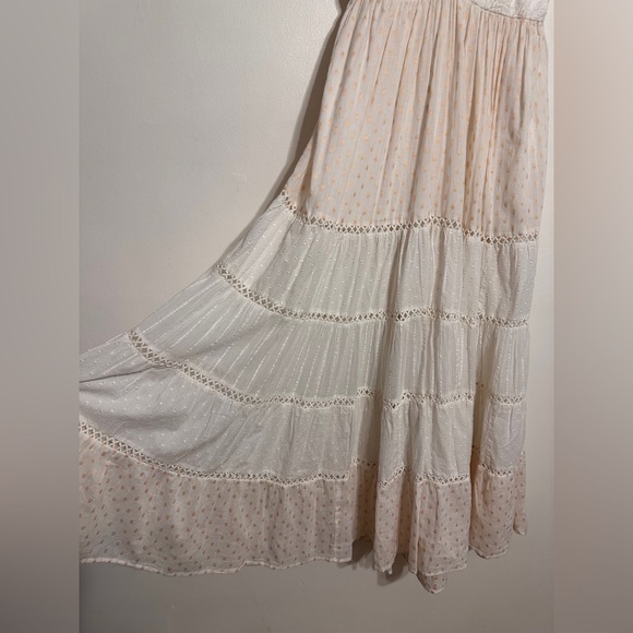 PQ Swim Amelie Tiered Cotton Maxi Dress size XS Small White Gold - Picture 4 of 7